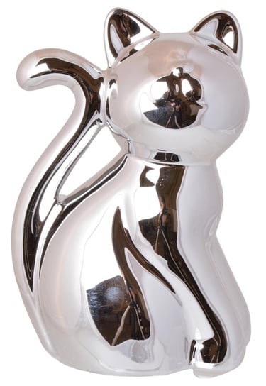 Skarbonka ceramiczna Kot srebrny mały, 10,5x7x16 cm Ewax