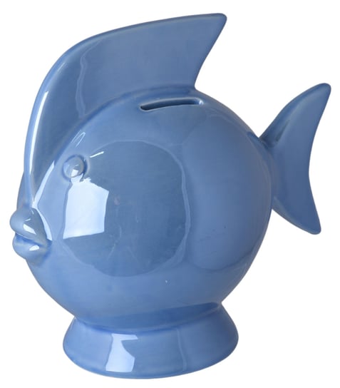 Skarbonka ceramiczna, Ryba błękitna duża, 19x10x17 cm Ewax