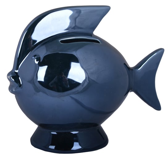 Skarbonka ceramiczna, Ryba granatowa mała, 14x7,5x13 cm Ewax