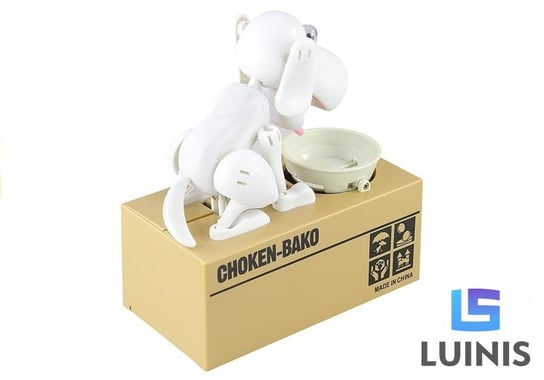 Skarbonka Pies Zjadający Monety Pieniądze Biały Lean Toys