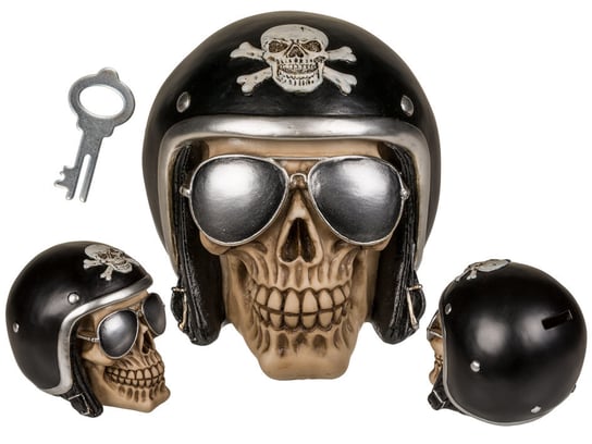 Skarbonka Skull Czaszka Motocyklista 17X14X15Cm OOTB