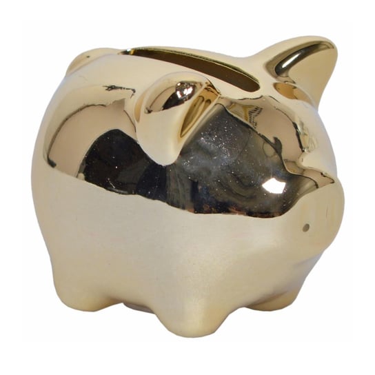 Skarbonka świnka DUWEN Lolo, złota, 10x10 cm Duwen