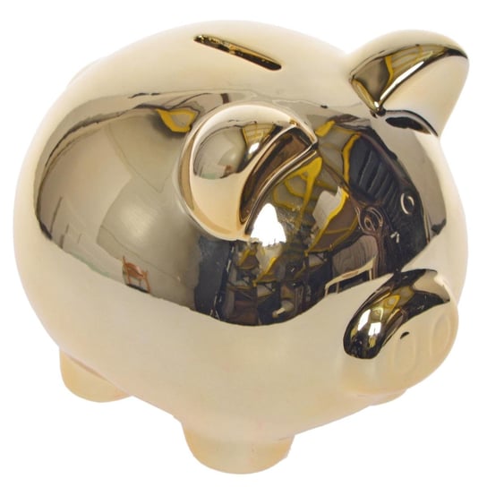 Skarbonka świnka DUWEN Osmo, złota, 13x14 cm Duwen