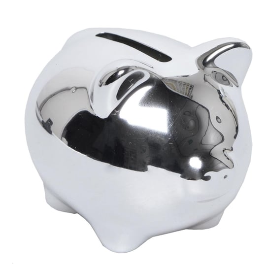 Skarbonka świnka DUWEN Sero, srebrna, 4,5x5 cm Duwen