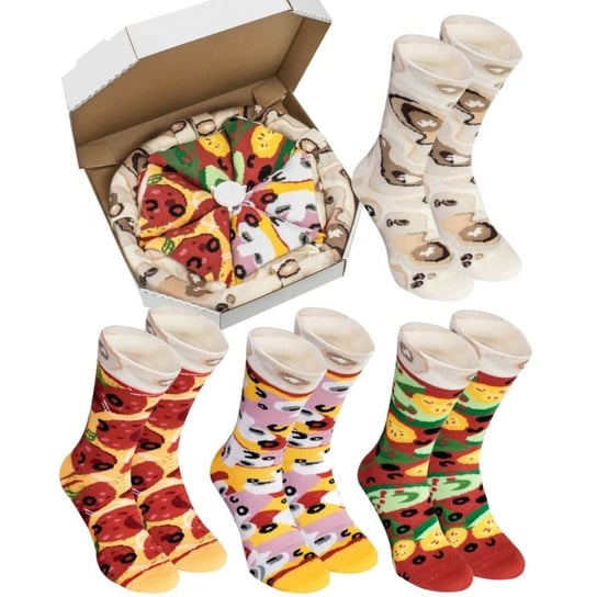 Skarpetki Bawełniane Na Prezent Ciekawe Damskie Męskie Rainbow Socks Pizza Mix 4 Pary 47-50 Rainbow