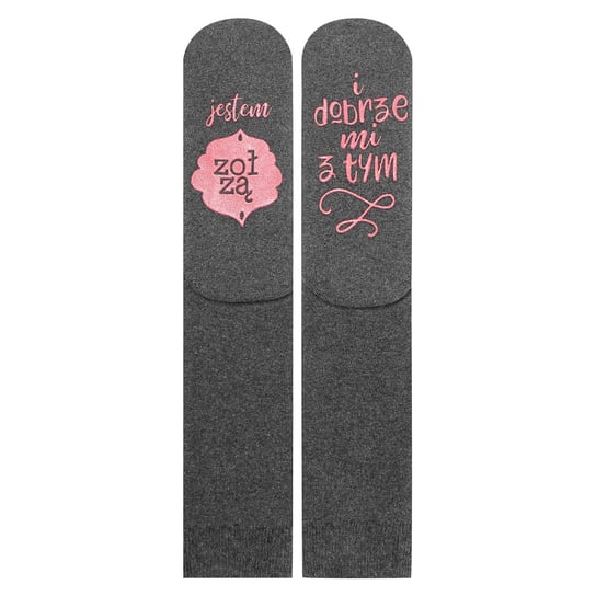 Skarpetki damskie ciemne SOXO z napisami śmieszne bawełniane - 35–40 SOXO