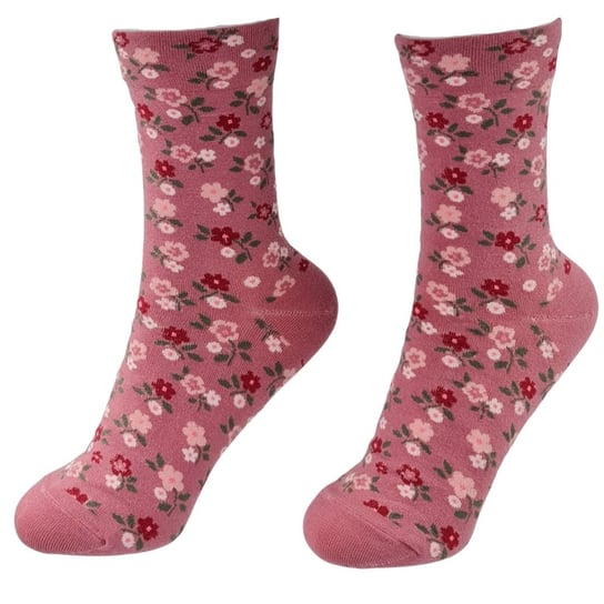 Skarpetki Damskie Długie Różowe Pełne Kwiatów Socks Flowers 36-40 Inna marka