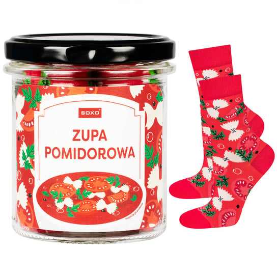 Skarpetki damskie kolorowe SOXO GOOD STUFF zupa pomidorowa w słoiku pomysł na zabawny prezent - 35–40 SOXO