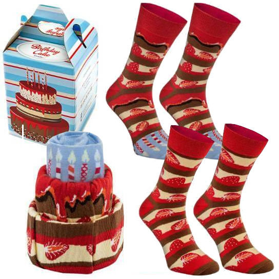 Skarpetki Damskie Męskie Na Prezent Na Urodziny Świąteczne Rainbow Socks Birthday Cake Dla Miłośników Słodkości 2 Pary 36-40 Inna marka
