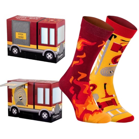 Skarpetki Damskie Męskie Na Prezent Na Urodziny Świąteczne Rainbow Socks Firefighter Box Dla Strażaków 2 Pary 36-40 Rainbow