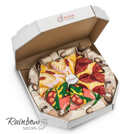 Skarpetki Damskie Męskie Na Prezent Na Urodziny Świąteczne Rainbow Socks Pizza Mix Włoska/Hawajska/Papperoni 4 Pary 41-46 Rainbow
