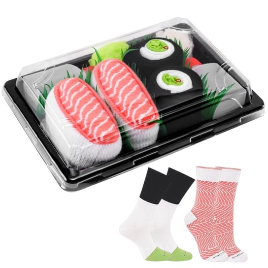 Skarpetki Damskie Męskie Na Prezent Na Urodziny Świąteczne Rainbow Socks Sushi Box Łosoś Ogórek 2 Pary 36-40 Rainbow