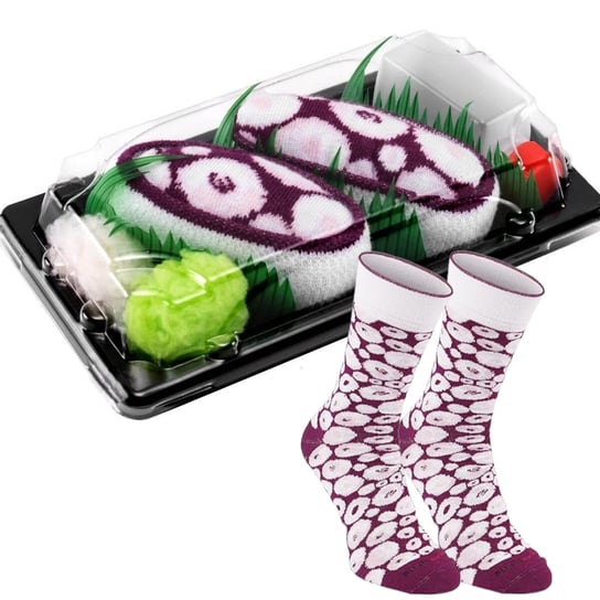 Skarpetki Damskie Męskie Na Prezent Na Urodziny Świąteczne Rainbow Socks Sushi Box Octopus Bordo 1 Para 36-40 Rainbow