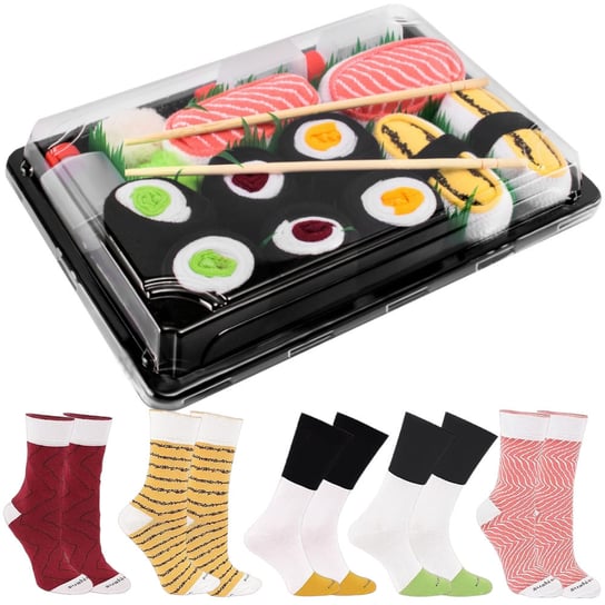 Skarpetki Damskie Męskie Na Prezent Na Urodziny Świąteczne Rainbow Socks Sushi Box Omlet Tamago Łosoś Maki 5 Par 36-40 Rainbow