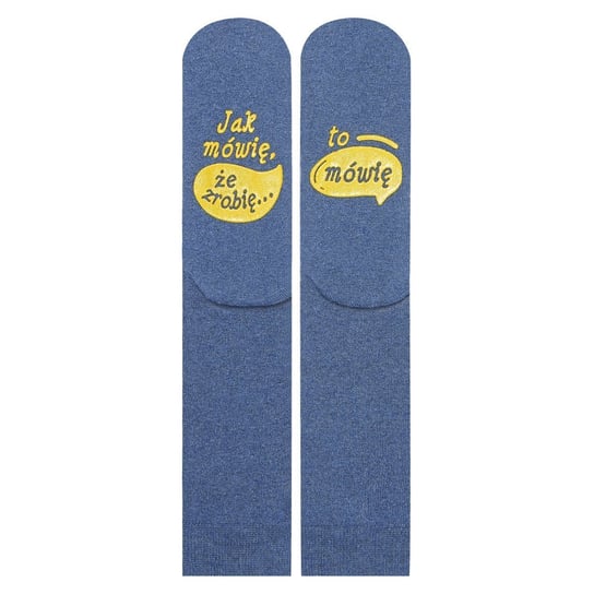 Skarpetki damskie niebieskie SOXO z napisami śmieszne bawełniane - 35–40 SOXO