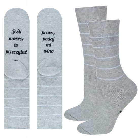 Skarpetki długie damskie szare SOXO z napisami bawełniane śmieszne frotte-35–40 SOXO