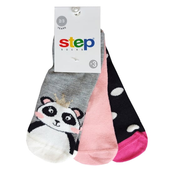 Skarpetki dziewczęce bawełniane 3 Pak Step Panda Step