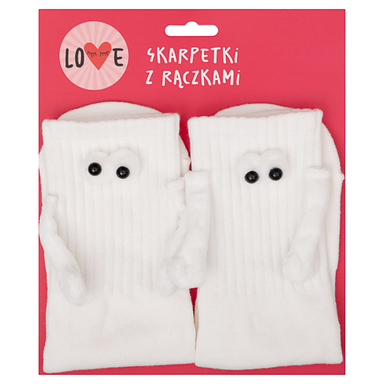 Skarpetki magnetyczne z rączkami, Walentynki, białe Empik