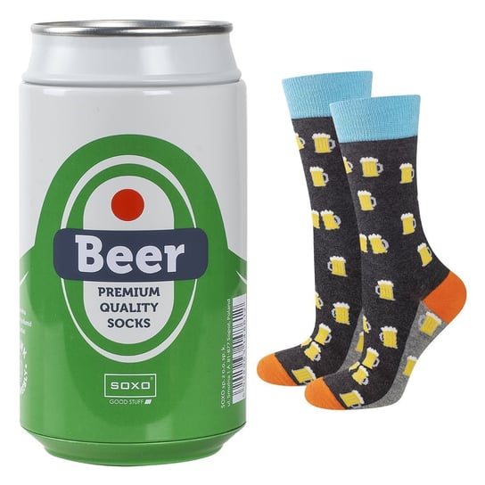 Skarpetki męskie kolorowe SOXO GOOD STUFF zabawne piwo w puszce, rozmiar 40–45 SOXO