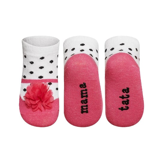 Skarpetki niemowlęce różowe SOXO balerinki z napisem - 16–18 SOXO