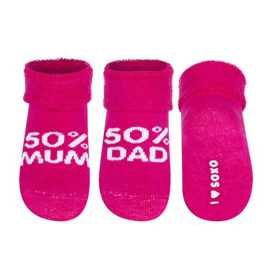 Skarpetki niemowlęce różowe SOXO z napisami na prezent - 16–18 SOXO
