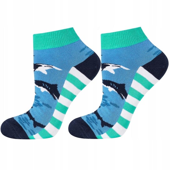Skarpetki stopki męskie SOXO GOOD STUFF niebieskie zakostki śmieszne rekin zwierzęta ocean - 40–45 SOXO