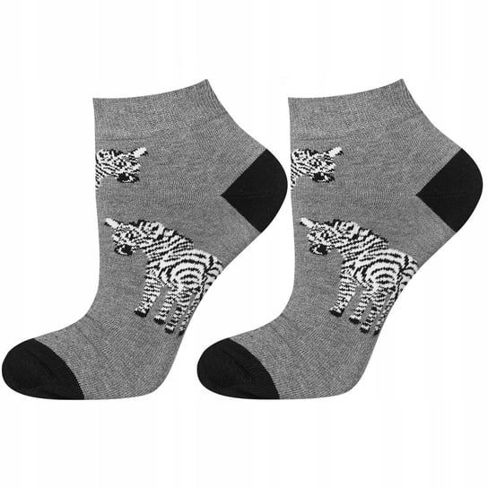 Skarpetki stopki męskie SOXO GOOD STUFF zakostki szare zabawne zebra na prezent idealne dla Niego - 40–45 SOXO