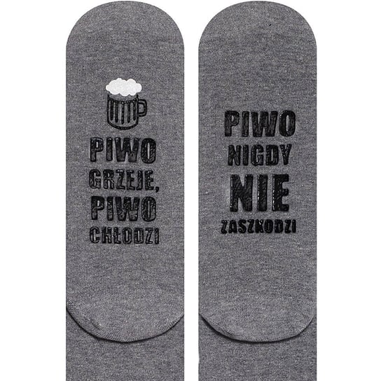 Skarpety męskie SOXO z napisami "piwo grzeje, piwo chłodzi, piwo nigdy nie zaszkodzi" bawełniane śmieszne na prezent - 40–45 SOXO