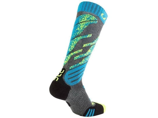 Skarpety UYN Junior ski socks medium grey melange turquoise 2021 G768 UYN