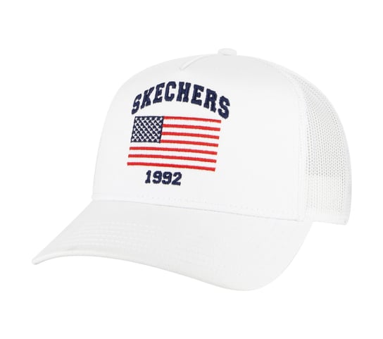 Skechers Czapka Unisex USA Flag Trucker Hat ZKCH2231-WHT SKECHERS
