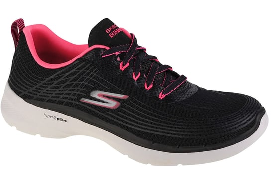 Skechers Go Walk 6 - Stunning Glow 124554-BKHP, Damskie, buty sneakers, Czarne SKECHERS