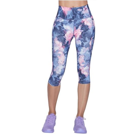 Skechers Go Walk High Waisted Summer Rose Capri Leggins CP1-NVHP, Kobieta, Leginsy, Wielokolorowy SKECHERS