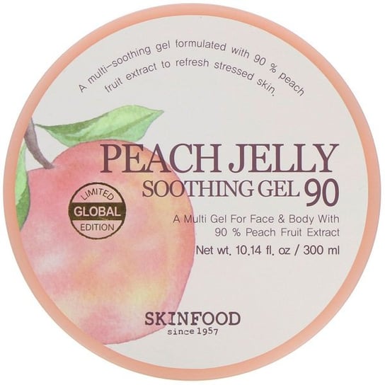 SKINFOOD, Peach Jelly Soothing Gel, łagodząco-nawilżający brzoskwiniowy żel do twarzy i ciała, 300 ml Skinfood