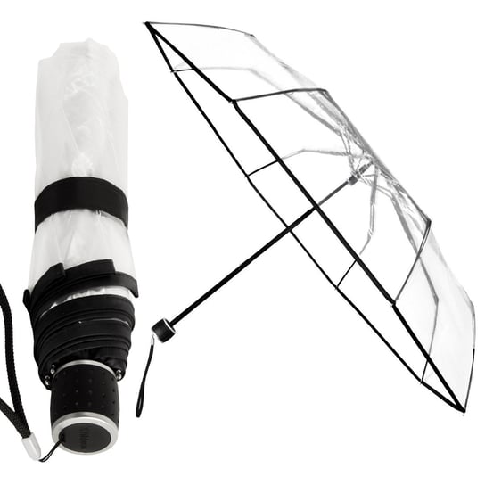 Składana krótka przezroczysta transparentna parasolka, 24 cm Impliva