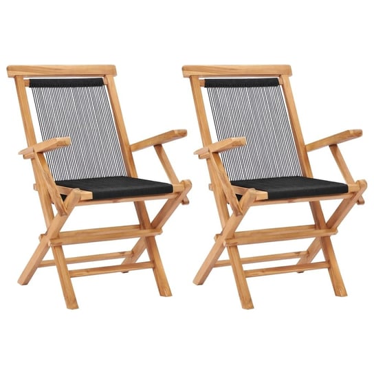 Składane krzesła ogrodowe, 2 szt., lite drewno tekowe i sznurek vidaXL
