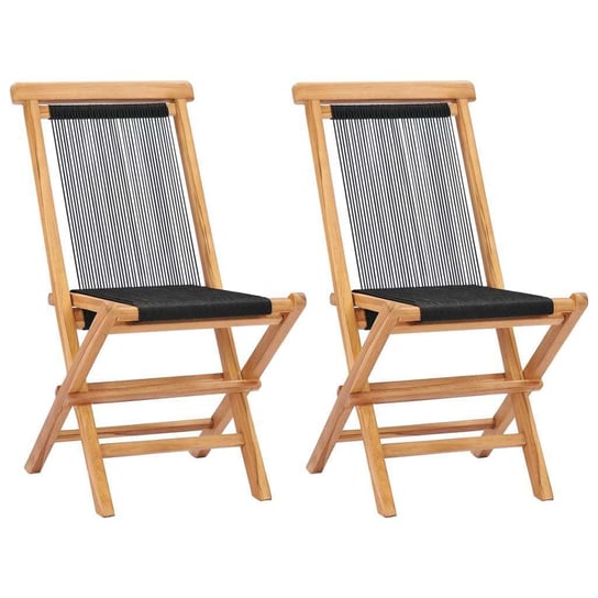 Składane krzesła ogrodowe, 2 szt., lite drewno tekowe i sznurek vidaXL