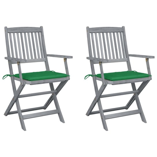 Składane krzesła ogrodowe, 2 szt., poduszki, drewno akacjowe vidaXL