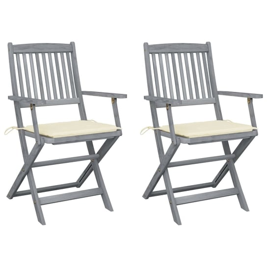 Składane krzesła ogrodowe, 2 szt., poduszki, drewno akacjowe vidaXL