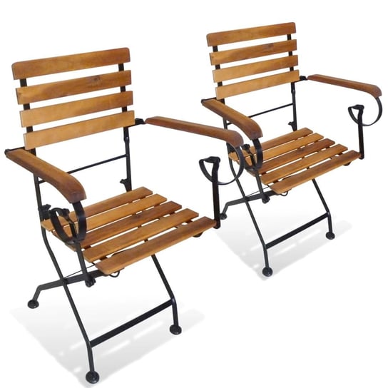 Składane krzesła ogrodowe, 2 szt., stal i lite drewno akacjowe vidaXL