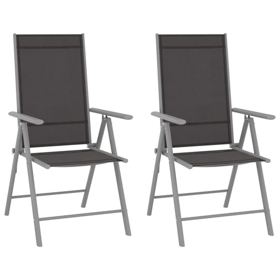 Składane krzesła ogrodowe, 2 szt., tkanina textilene, czarne vidaXL