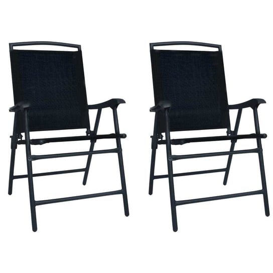 Składane krzesła ogrodowe, 2 szt., tworzywo textilene, czarne vidaXL