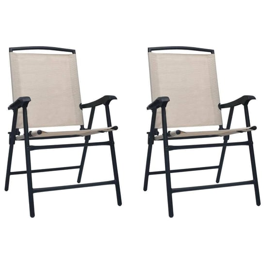 Składane krzesła ogrodowe, 2 szt., tworzywo textilene, kremowe vidaXL