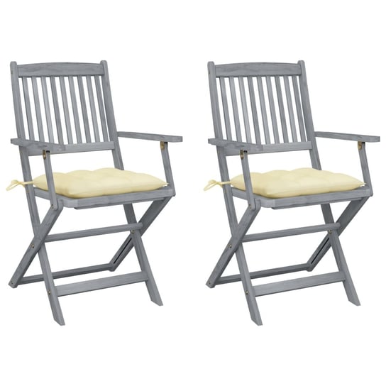 Składane krzesła ogrodowe, 2 szt., z poduszkami, akacjowe vidaXL