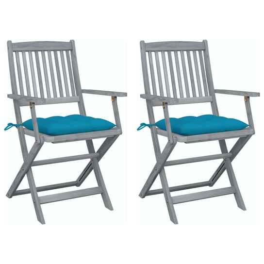 Składane krzesła ogrodowe, 2 szt., z poduszkami, akacjowe vidaXL