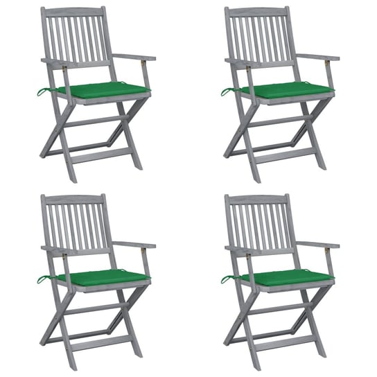 Składane krzesła ogrodowe, 4 szt., poduszki, drewno akacjowe vidaXL
