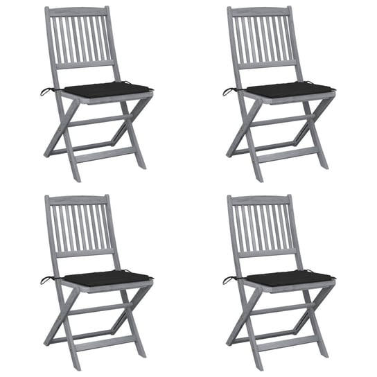 Składane krzesła ogrodowe, 4 szt., poduszki, drewno akacjowe vidaXL