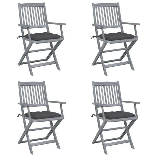 Składane krzesła ogrodowe, 4 szt., z poduszkami, akacjowe vidaXL