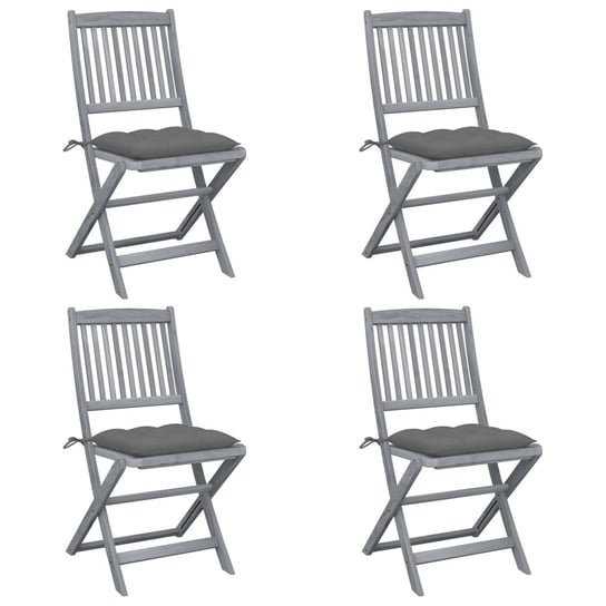 Składane krzesła ogrodowe, 4 szt., z poduszkami, akacjowe vidaXL