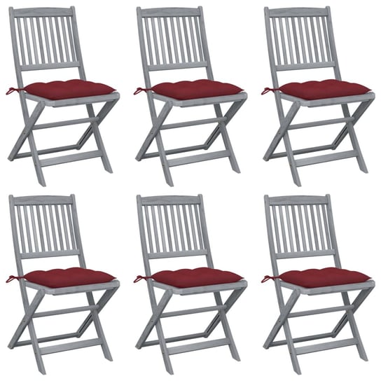 Składane krzesła ogrodowe, 6 szt., poduszki, drewno akacjowe vidaXL