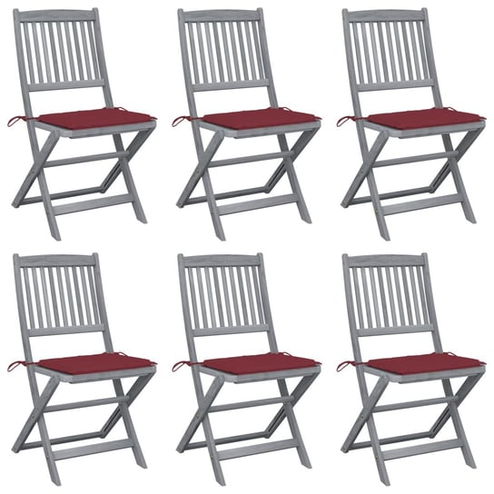 Składane krzesła ogrodowe, 6 szt., poduszki, drewno akacjowe vidaXL